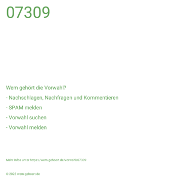 Wem gehört die Vorwahl 07309?