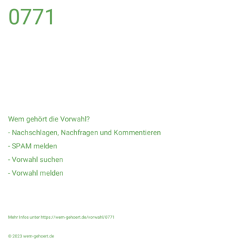 Wem gehört die Vorwahl 0771?