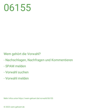 Wem gehört die Vorwahl 06155?