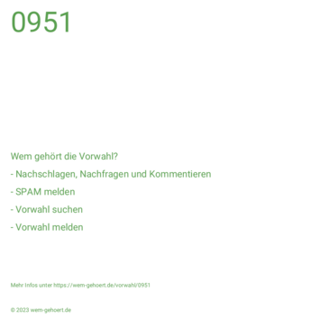 Wem gehört die Vorwahl 0951?