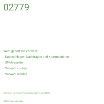 Wem gehört die Vorwahl 02779?