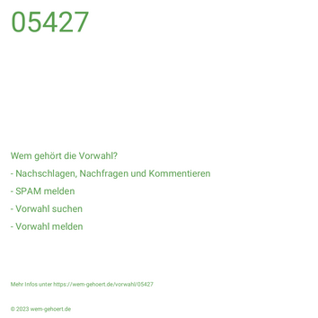Wem gehört die Vorwahl 05427?