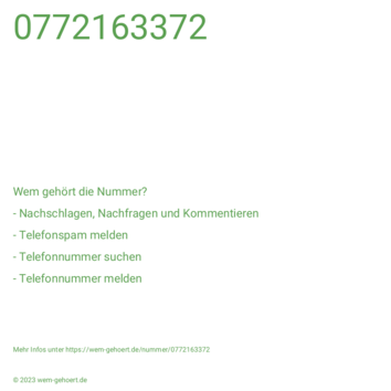 Wem gehört die Nummer 0772163372?