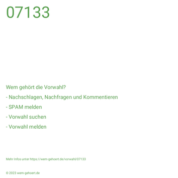 Wem gehört die Vorwahl 07133?