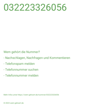 Wem gehört die Nummer 032223326056?