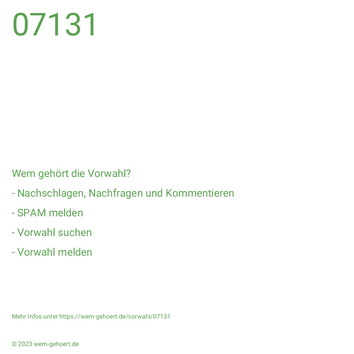 Wem gehört die Vorwahl 07131?