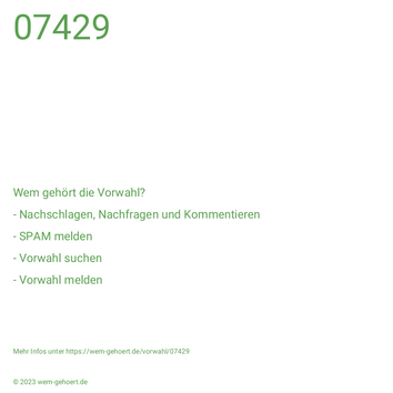 Wem gehört die Vorwahl 07429?