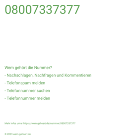 08007337377