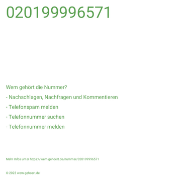 Wem gehört die Nummer 020199996571?