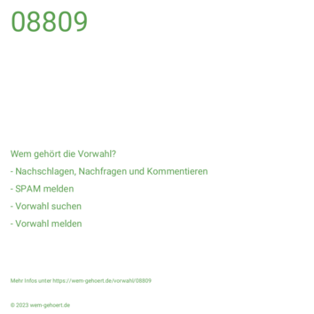 Wem gehört die Vorwahl 08809?