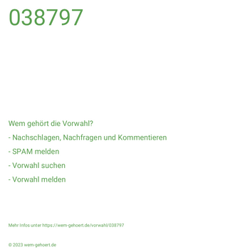 Wem gehört die Vorwahl 038797?