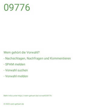 Wem gehört die Vorwahl 09776?