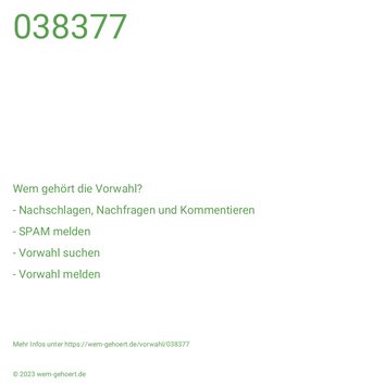 Wem gehört die Vorwahl 038377?