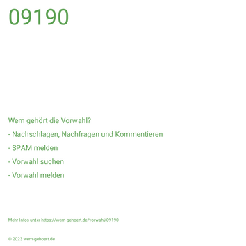 Wem gehört die Vorwahl 09190?