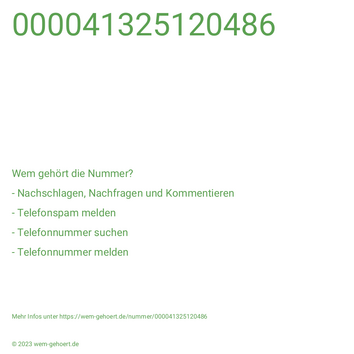 Wem gehört die Nummer 000041325120486?