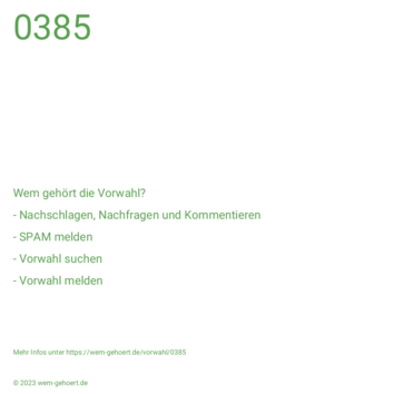 Wem gehört die Vorwahl 0385?