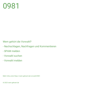 Wem gehört die Vorwahl 0981?