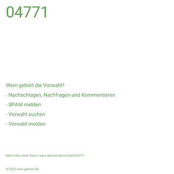 Wem gehört die Vorwahl 04771?