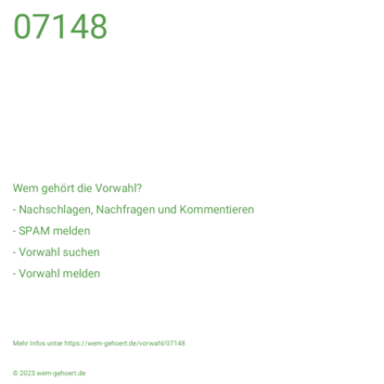 Wem gehört die Vorwahl 07148?