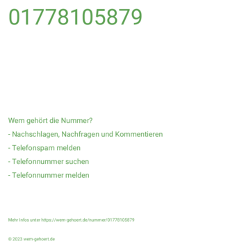 Wem gehört die Nummer 01778105879?