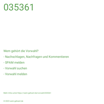 Wem gehört die Vorwahl 035361?