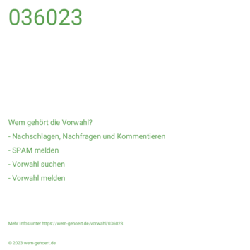 Wem gehört die Vorwahl 036023?