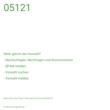 Wem gehört die Vorwahl 05121?