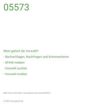 Wem gehört die Vorwahl 05573?